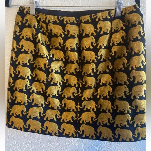 J Crew Animal Jacquard Mini Skirt Black and Gold Elephant Print Size 4 - Picture 5 of 7